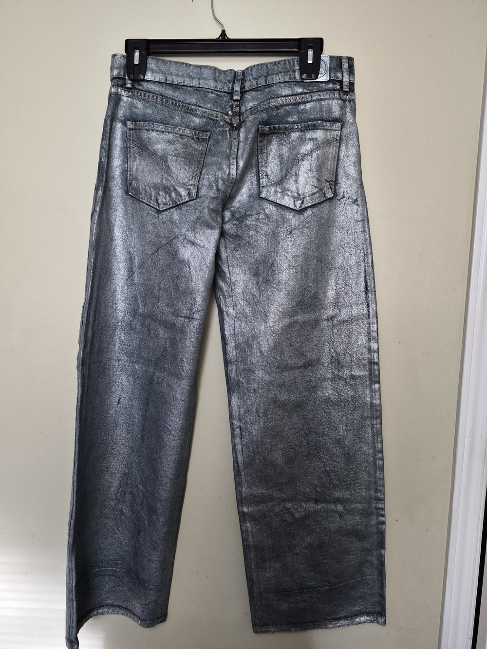 REVICE Silver Metallic Straight Jeans - Picture 2 of 6